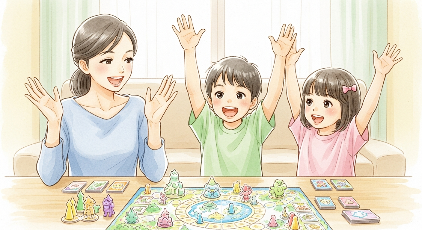 協力ゲームでみんなで喜ぶ親子