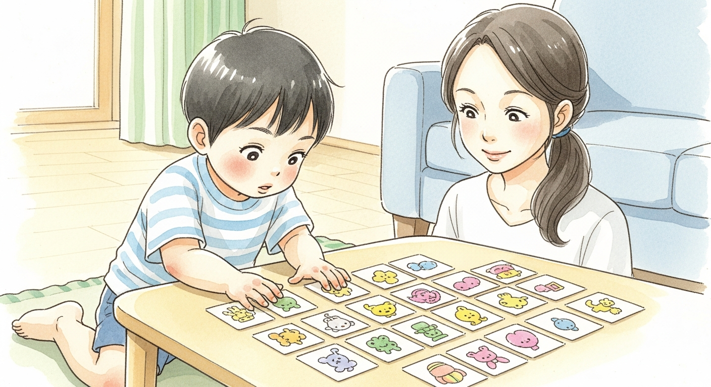神経衰弱で記憶力を育てる子ども