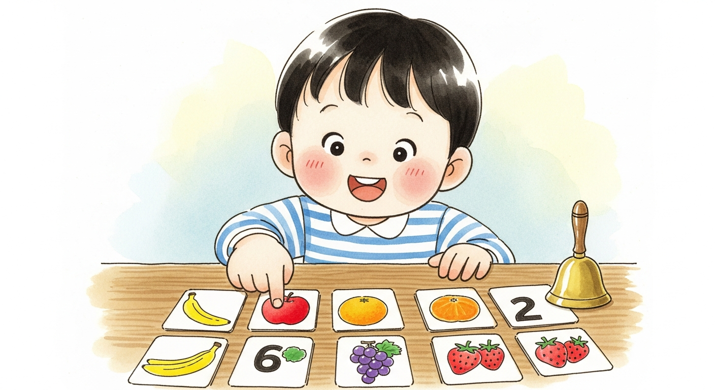 フルーツカードで数に親しむ子ども