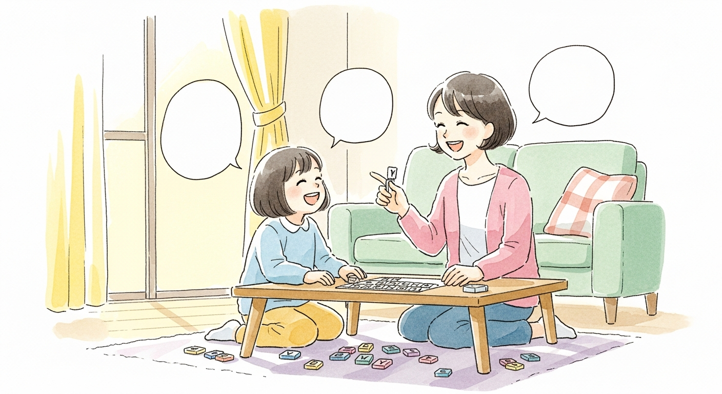 ことばのゲームで盛り上がる親子